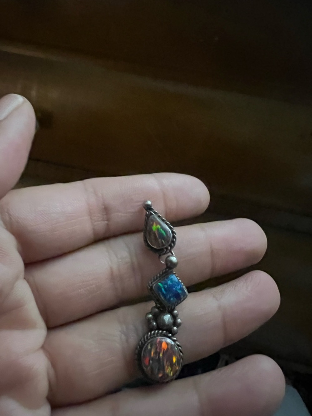 Unique Vintage sterling Silver Drop boho pendant - Picture 2 of 2